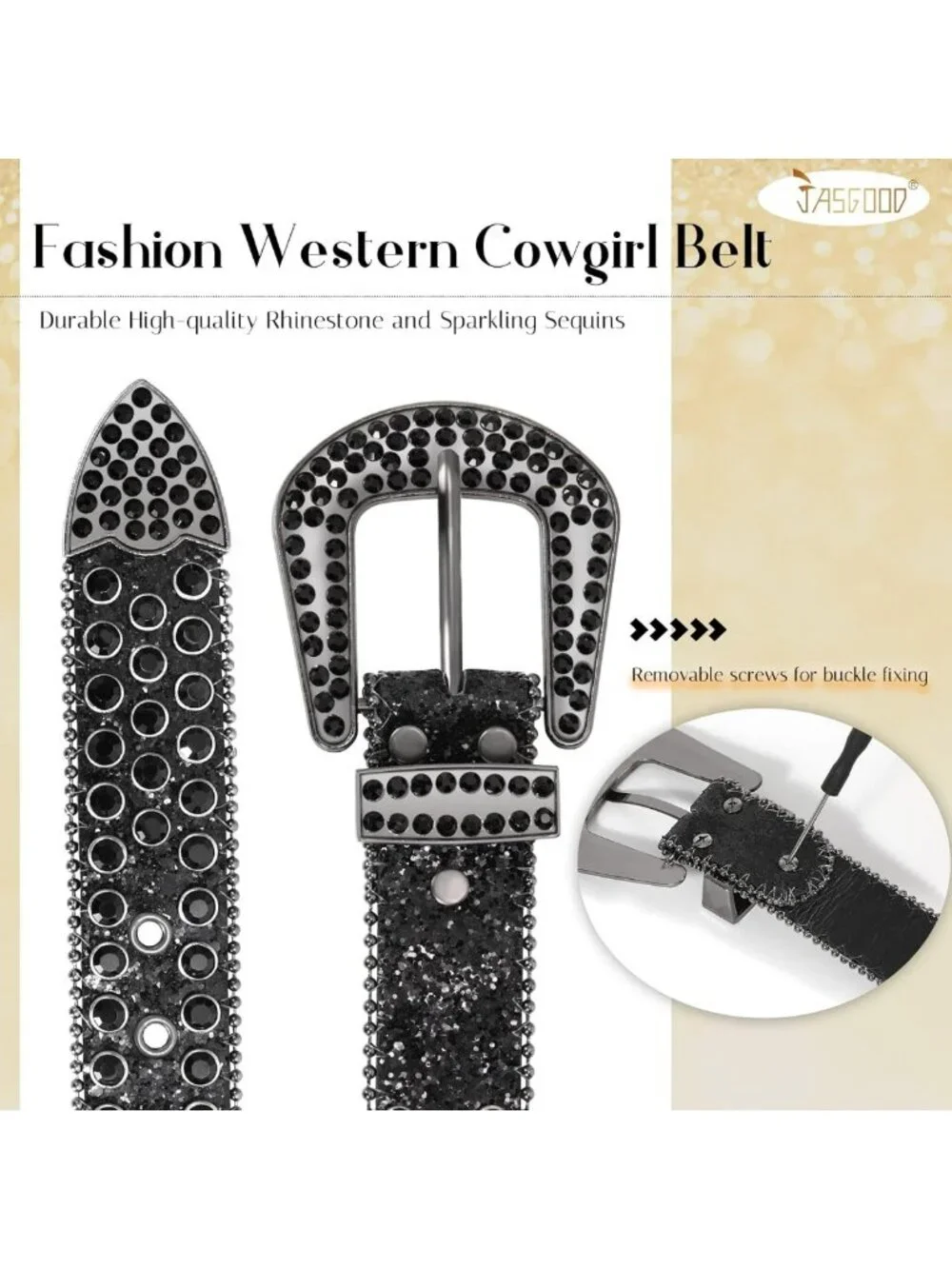 Bling Rhinestone Western Cowgirl Belt | Studded Leather Diamond Waist Belt for